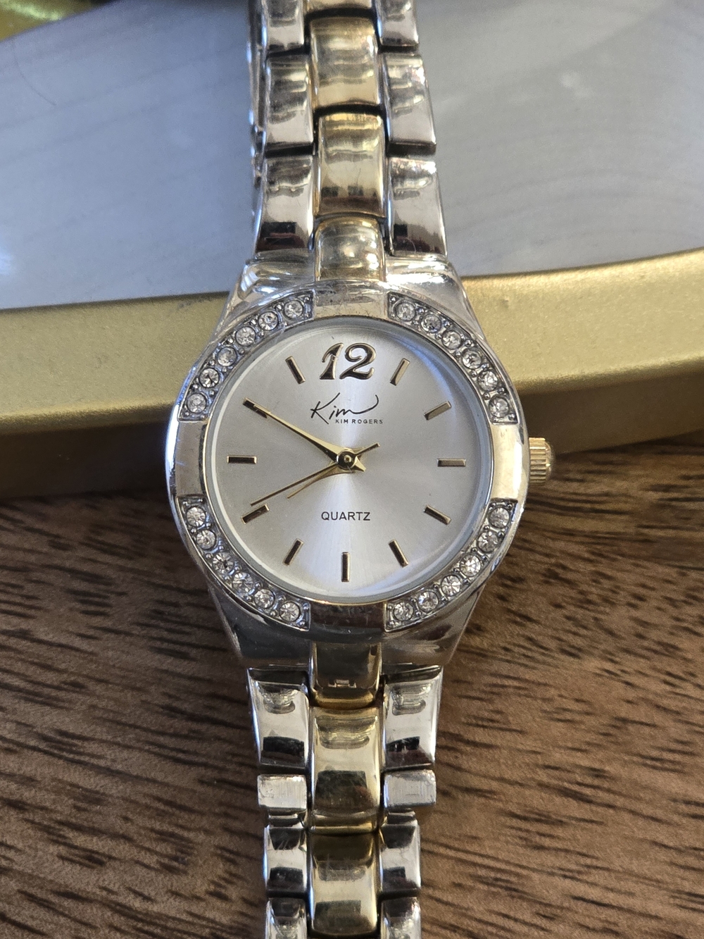 Kim Rogers Two-Tone Silver and Gold Women's Crystal Accent Watch
